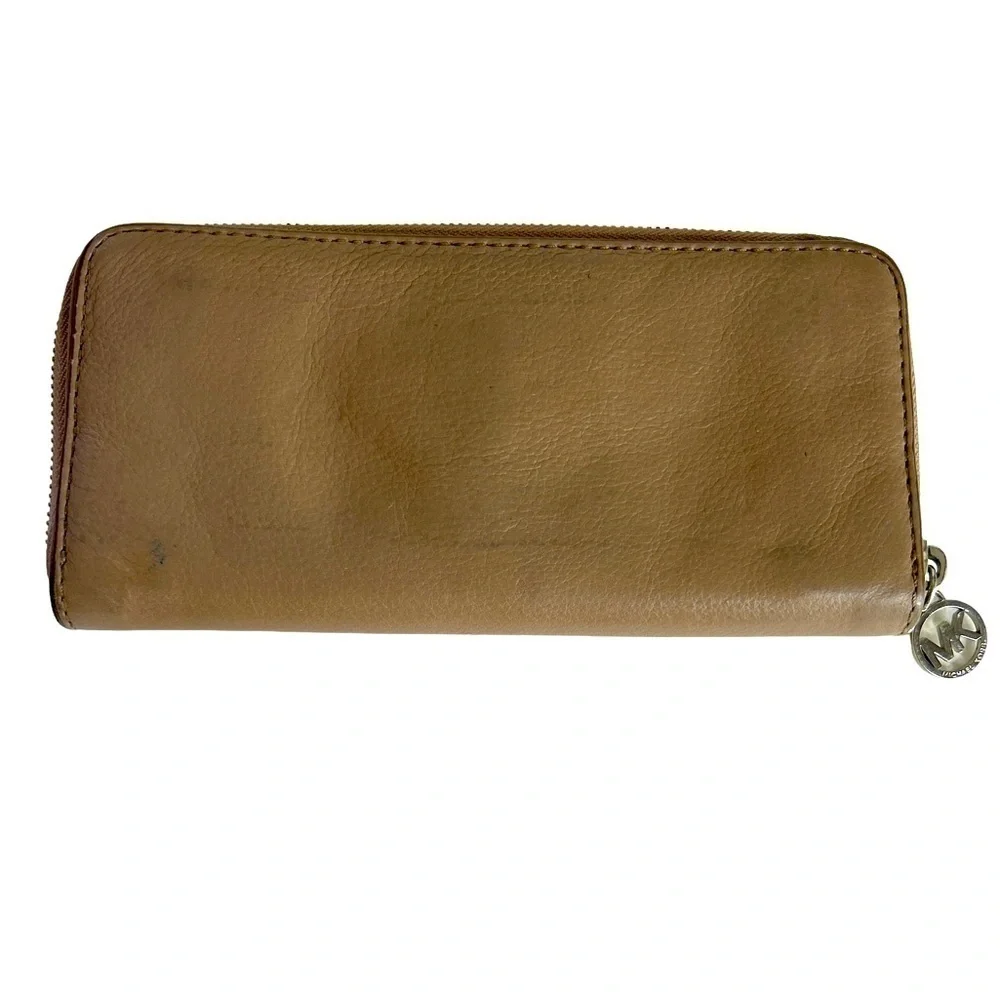 Michael Kors Tan Leather Logo Zip Around Continental Wallet